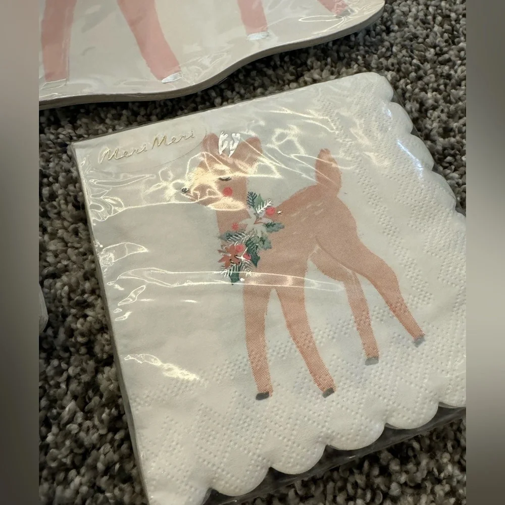 Meri Meri Pastel Deer Napkins & Plates - Small Set